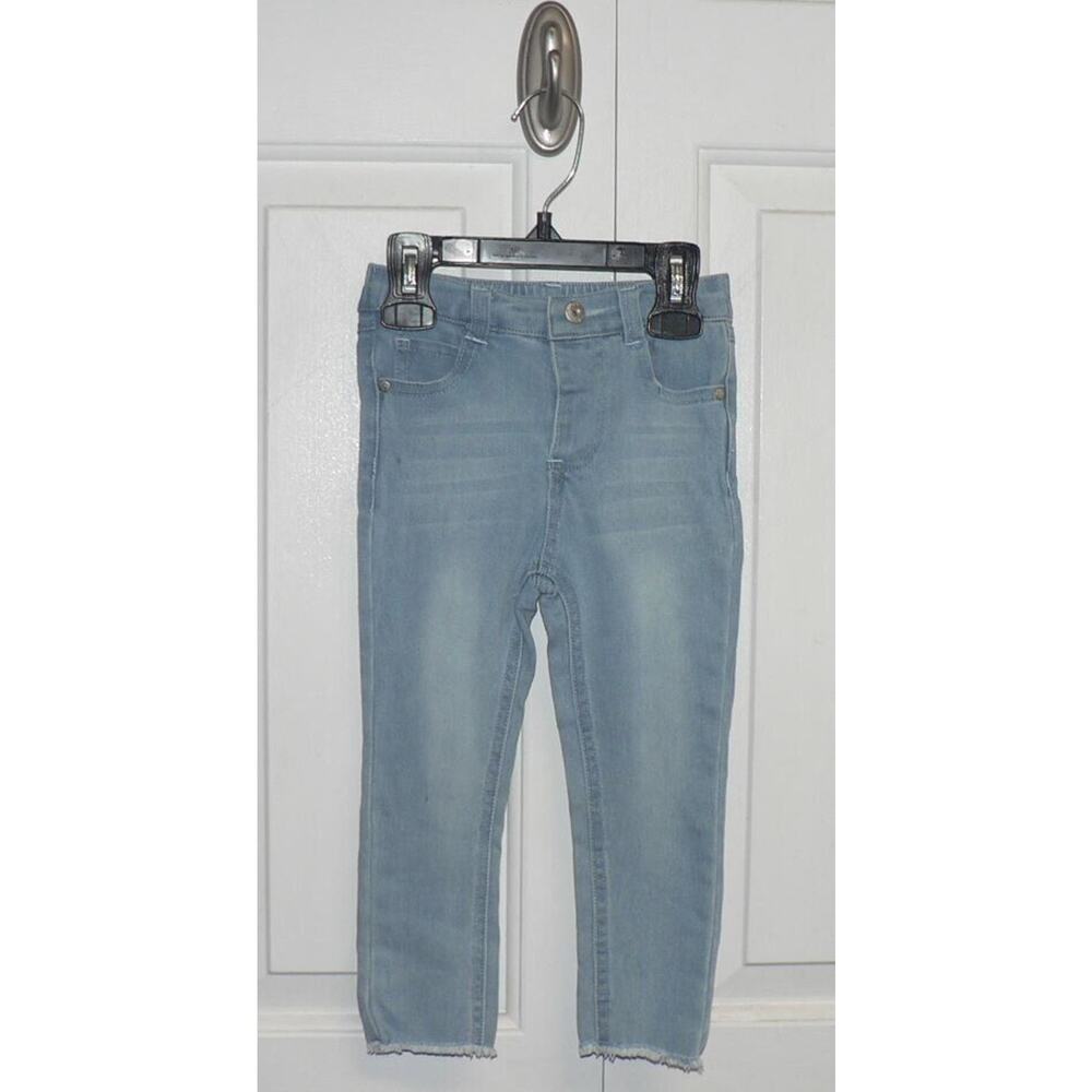 Jessica Simpson Baby Girls Raw Hem Snap Front Elastic Denim Blue Jeans 24 Months